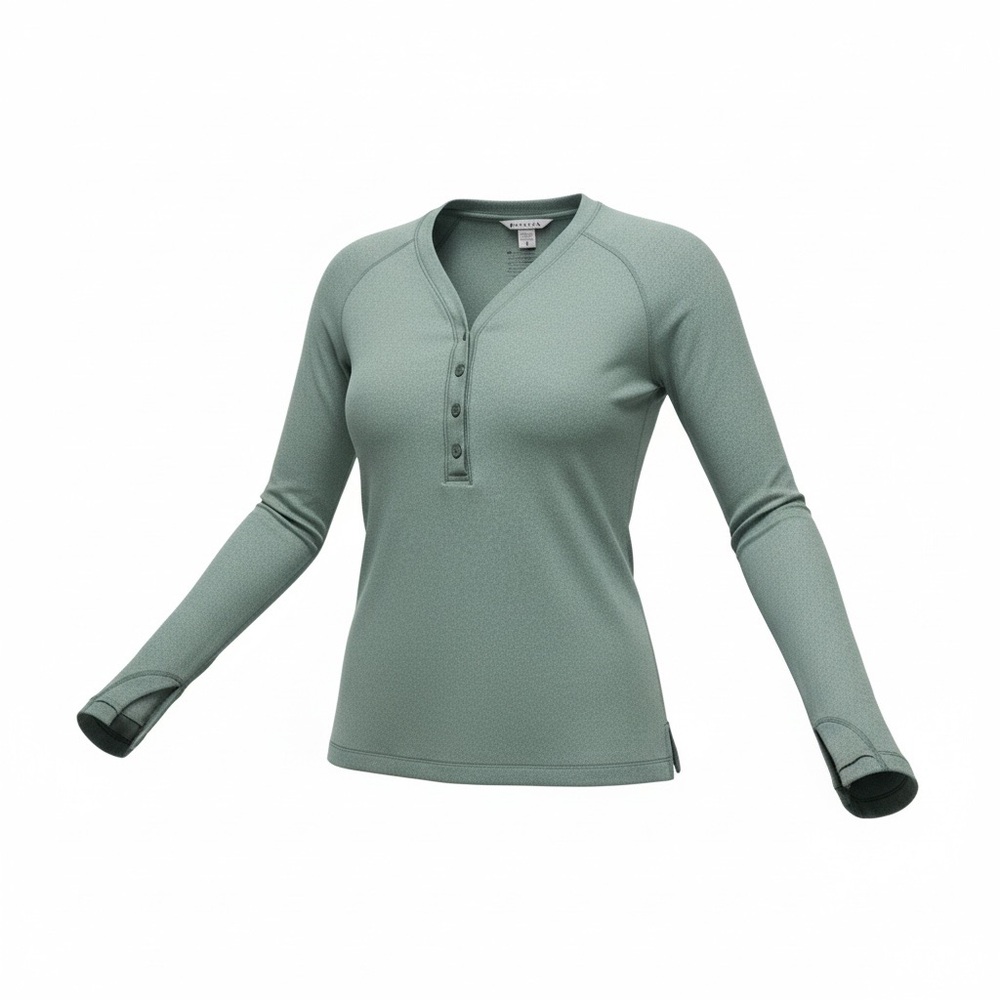ATHLETA Uptempo Ribbed Henley Top in Light Green! - Picture 3 of 7